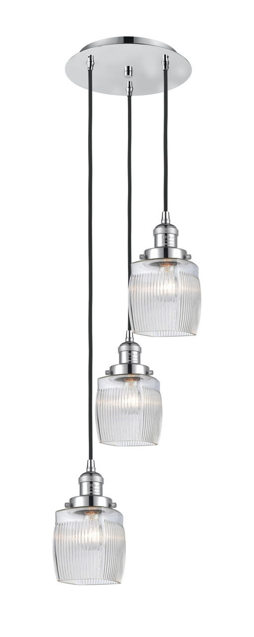 INNOVATIONS 113F-3P-PC-G302 Colton 3 Light Multi-Pendant part of the Franklin Restoration Collection Polished Chrome