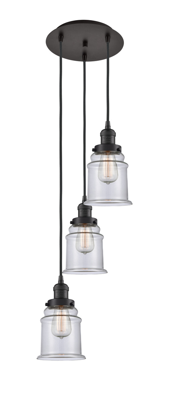 INNOVATIONS 113F-3P-OB-G182 Canton 3 Light Multi-Pendant part of the Franklin Restoration Collection Oil Rubbed Bronze