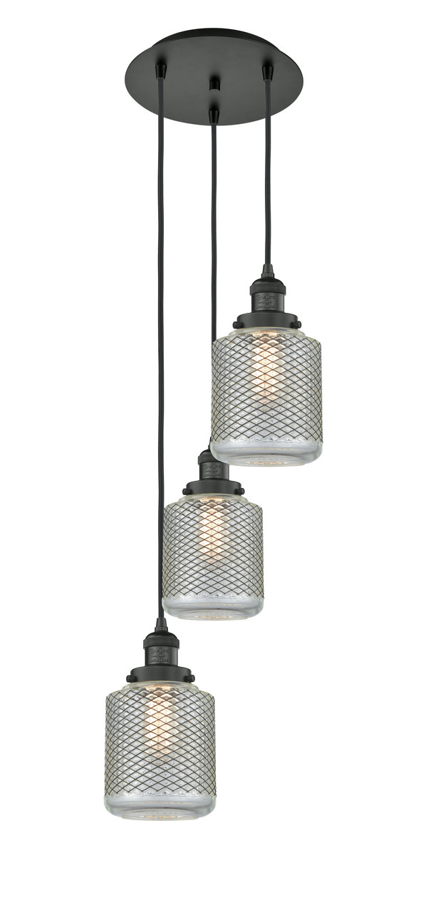 INNOVATIONS 113F-3P-BK-G262 Stanton 3 Light Multi-Pendant part of the Franklin Restoration Collection Matte Black