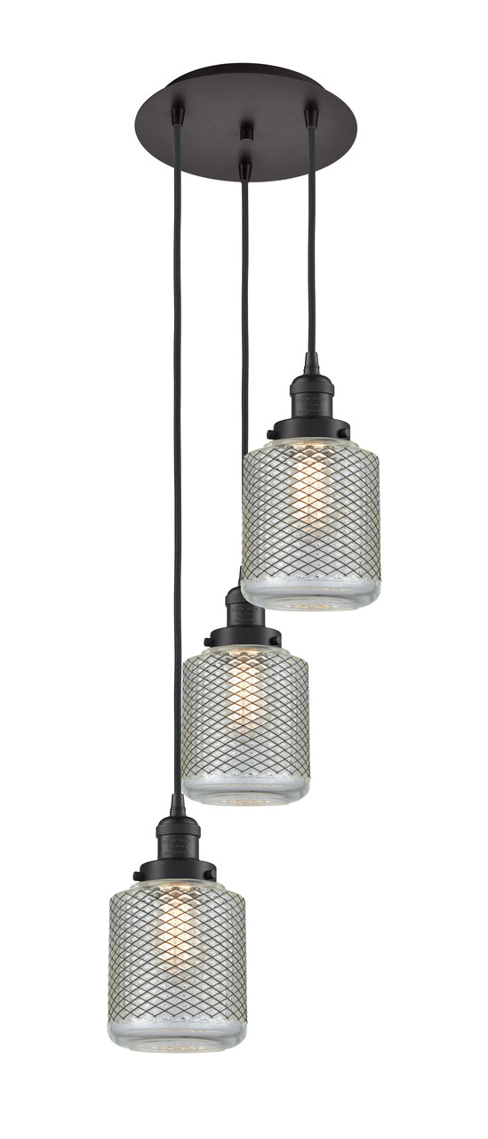 INNOVATIONS 113F-3P-OB-G262 Stanton 3 Light Multi-Pendant part of the Franklin Restoration Collection Oil Rubbed Bronze