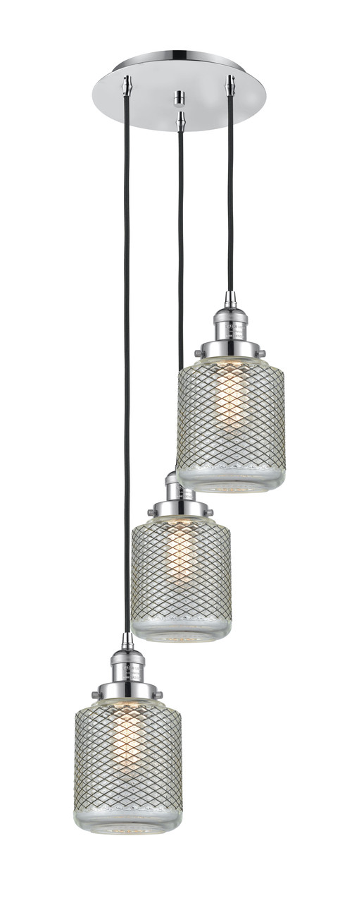 INNOVATIONS 113F-3P-PC-G262 Stanton 3 Light Multi-Pendant part of the Franklin Restoration Collection Polished Chrome