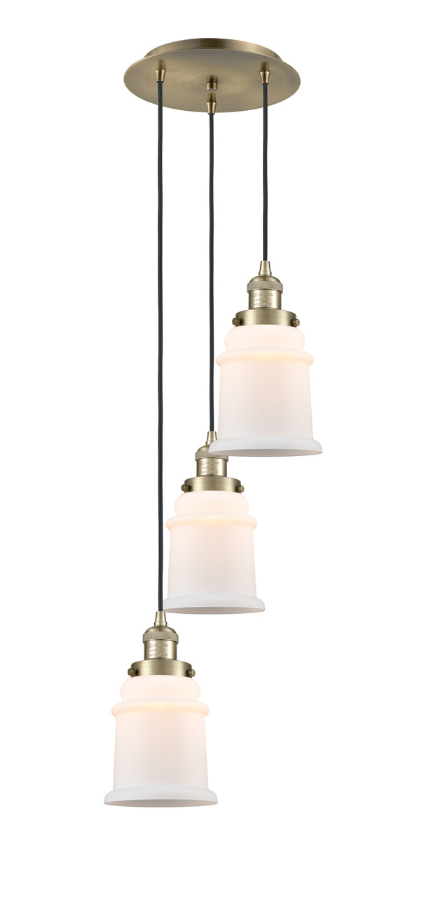 INNOVATIONS 113F-3P-AB-G181 Canton 3 Light Multi-Pendant part of the Franklin Restoration Collection Antique Brass