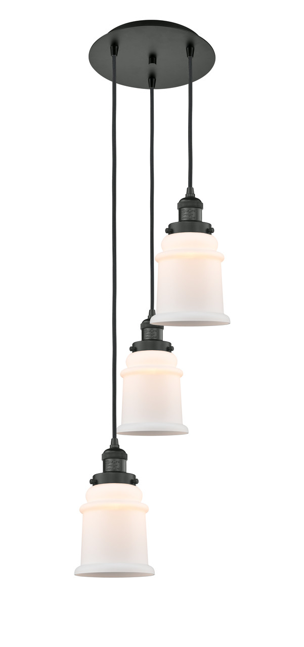 INNOVATIONS 113F-3P-BK-G181 Canton 3 Light Multi-Pendant part of the Franklin Restoration Collection Matte Black