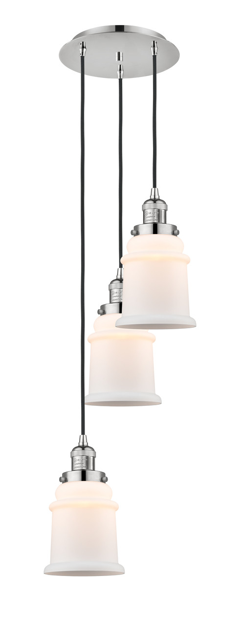 INNOVATIONS 113F-3P-PN-G181 Canton 3 Light Multi-Pendant part of the Franklin Restoration Collection Polished Nickel