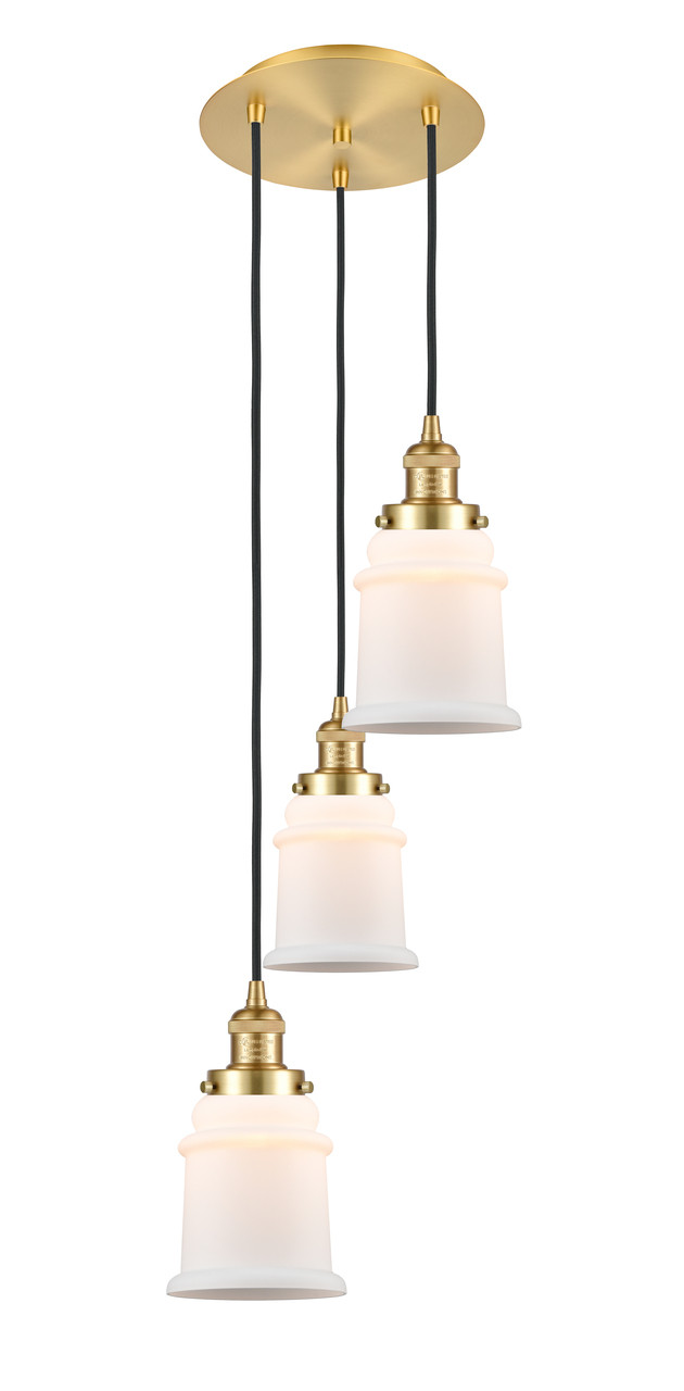 INNOVATIONS 113F-3P-SG-G181 Canton 3 Light Multi-Pendant part of the Franklin Restoration Collection Satin Gold