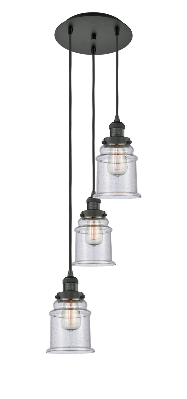 INNOVATIONS 113F-3P-BK-G184 Canton 3 Light Multi-Pendant part of the Franklin Restoration Collection Matte Black