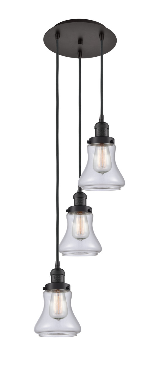INNOVATIONS 113F-3P-OB-G192 Bellmont 3 Light Multi-Pendant part of the Franklin Restoration Collection Oil Rubbed Bronze