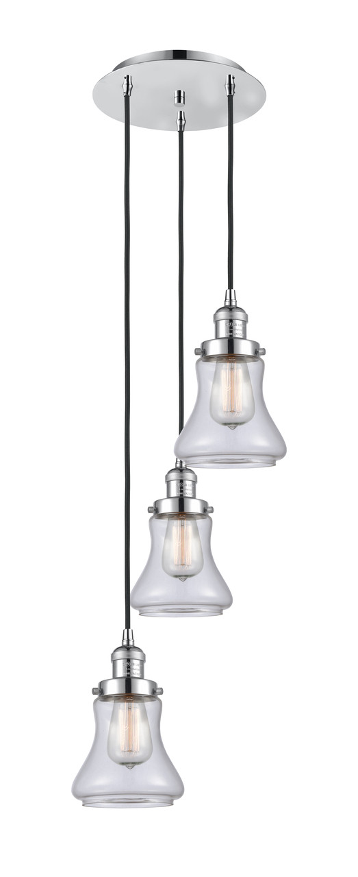 INNOVATIONS 113F-3P-PC-G192 Bellmont 3 Light Multi-Pendant part of the Franklin Restoration Collection Polished Chrome