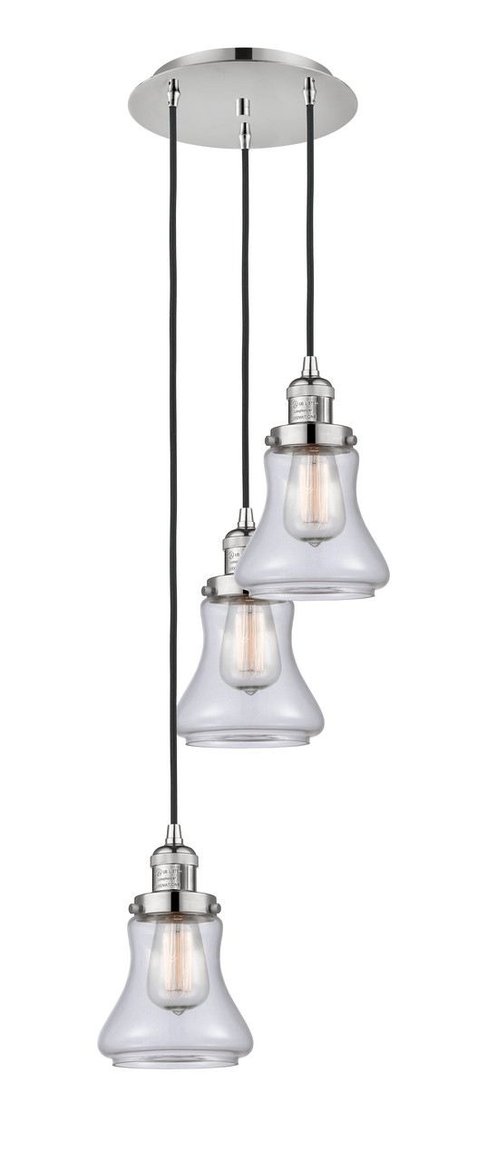 INNOVATIONS 113F-3P-PN-G192 Bellmont 3 Light Multi-Pendant part of the Franklin Restoration Collection Polished Nickel