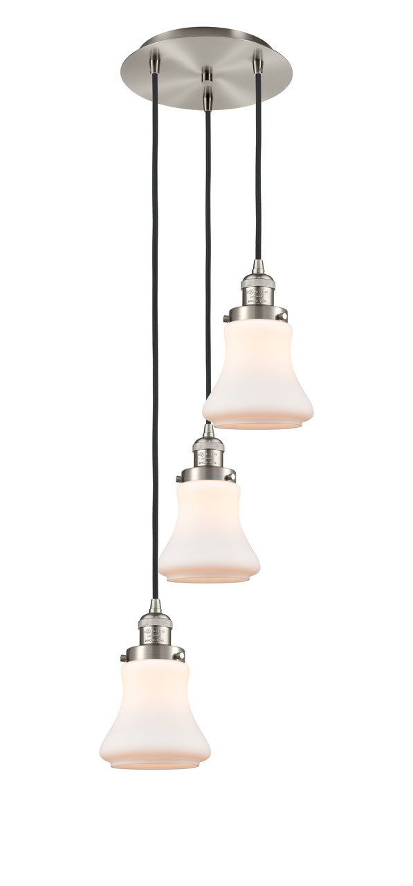 INNOVATIONS 113F-3P-SN-G191 Bellmont 3 Light Multi-Pendant part of the Franklin Restoration Collection Brushed Satin Nickel