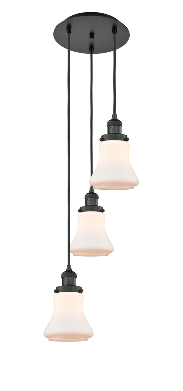 INNOVATIONS 113F-3P-BK-G191 Bellmont 3 Light Multi-Pendant part of the Franklin Restoration Collection Matte Black