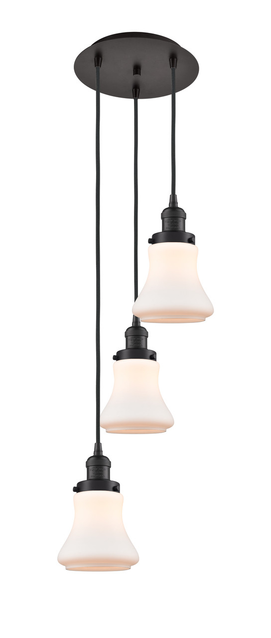 INNOVATIONS 113F-3P-OB-G191 Bellmont 3 Light Multi-Pendant part of the Franklin Restoration Collection Oil Rubbed Bronze