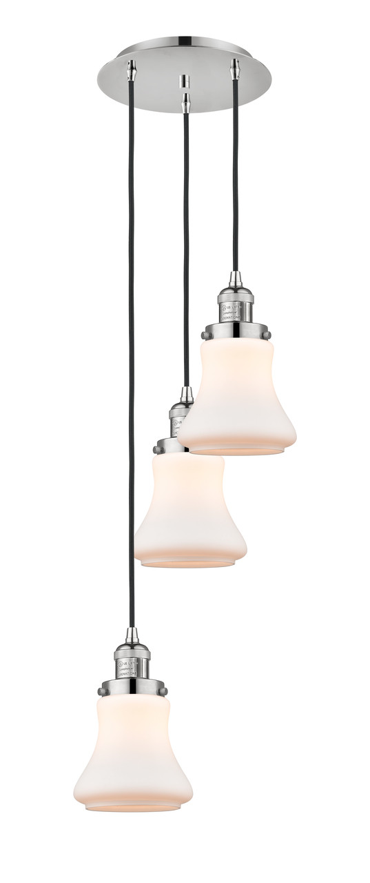 INNOVATIONS 113F-3P-PN-G191 Bellmont 3 Light Multi-Pendant part of the Franklin Restoration Collection Polished Nickel