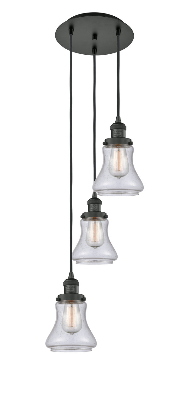 INNOVATIONS 113F-3P-BK-G194 Bellmont 3 Light Multi-Pendant part of the Franklin Restoration Collection Matte Black
