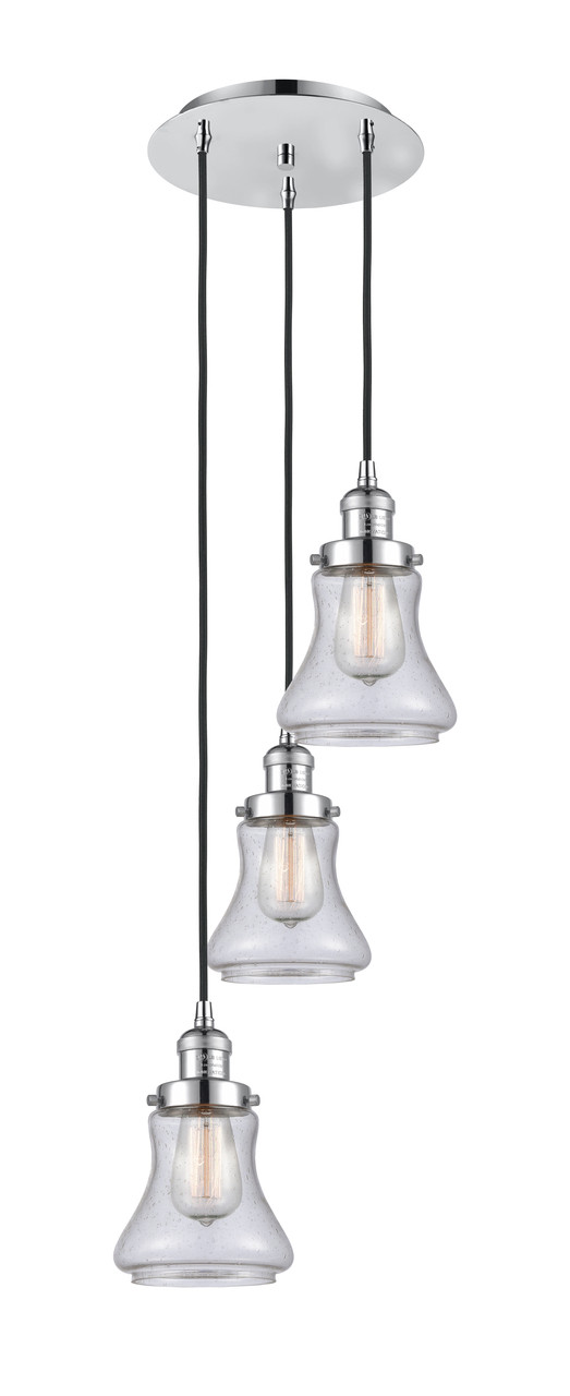 INNOVATIONS 113F-3P-PC-G194 Bellmont 3 Light Multi-Pendant part of the Franklin Restoration Collection Polished Chrome