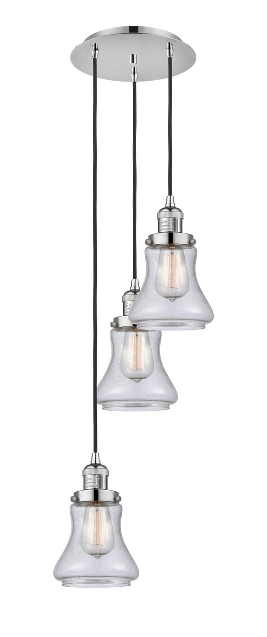 INNOVATIONS 113F-3P-PN-G194 Bellmont 3 Light Multi-Pendant part of the Franklin Restoration Collection Polished Nickel