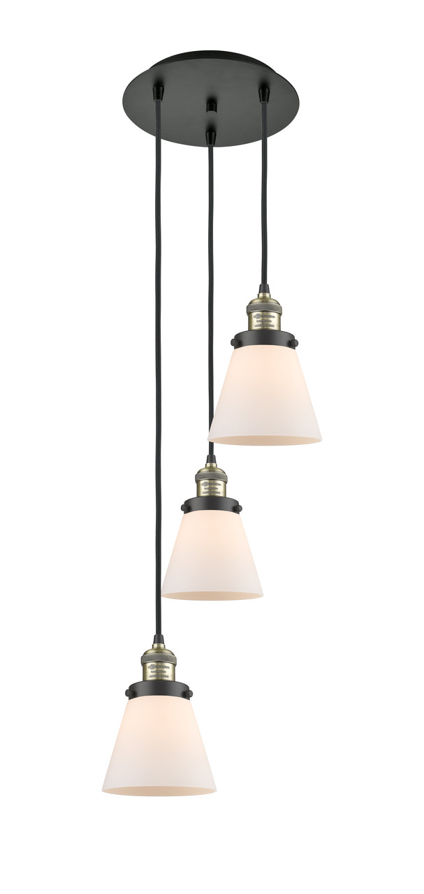 INNOVATIONS 113F-3P-BAB-G61 Cone 3 Light Multi-Pendant part of the Franklin Restoration Collection Black Antique Brass