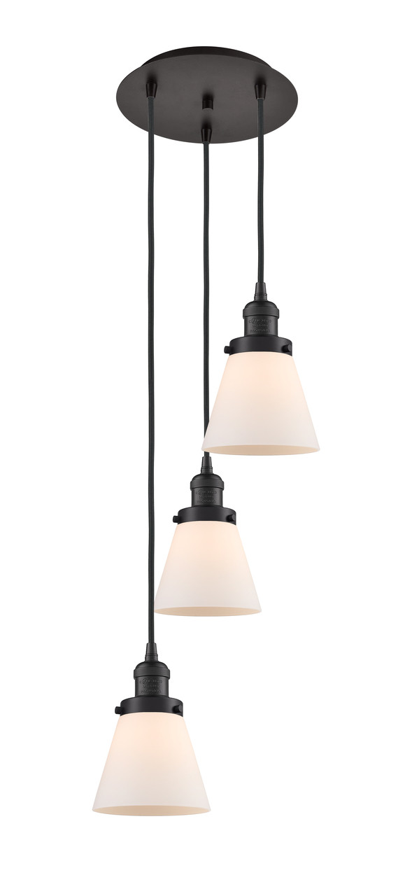 INNOVATIONS 113F-3P-OB-G61 Cone 3 Light Multi-Pendant part of the Franklin Restoration Collection Oil Rubbed Bronze