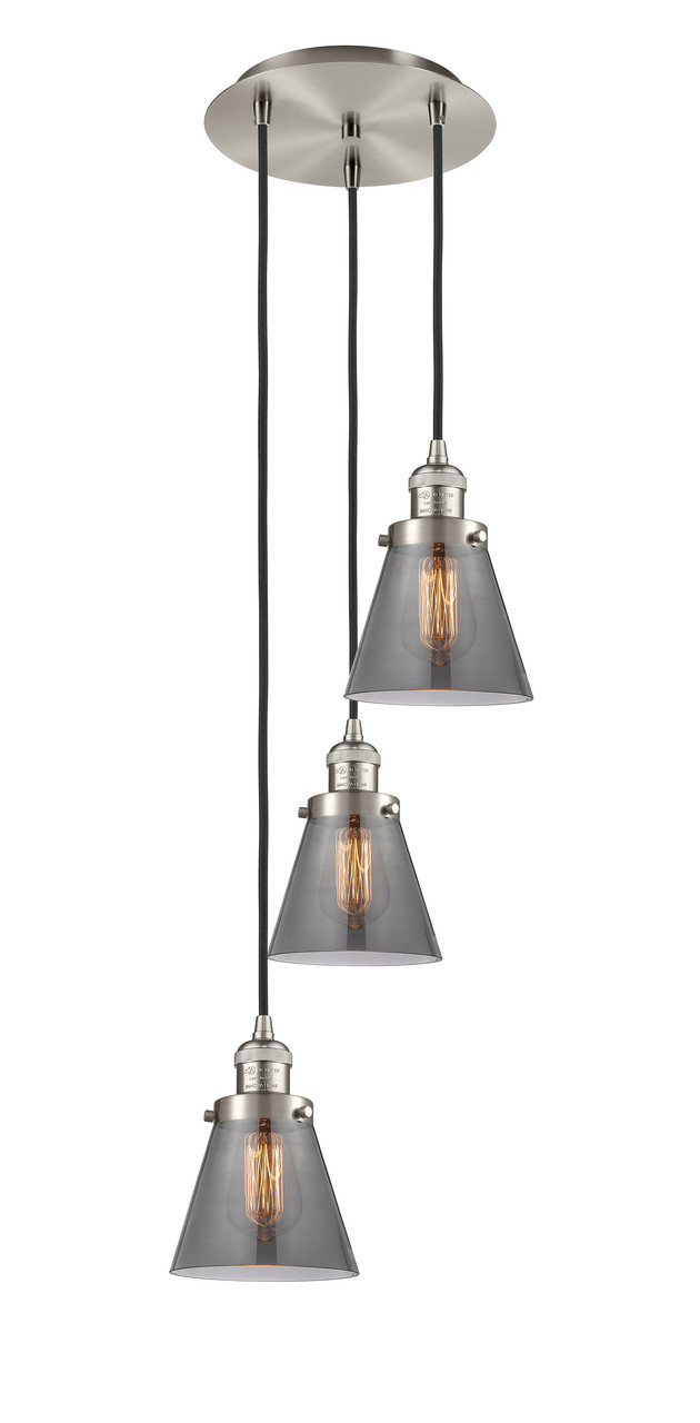 INNOVATIONS 113F-3P-SN-G63 Cone 3 Light Multi-Pendant part of the Franklin Restoration Collection Brushed Satin Nickel