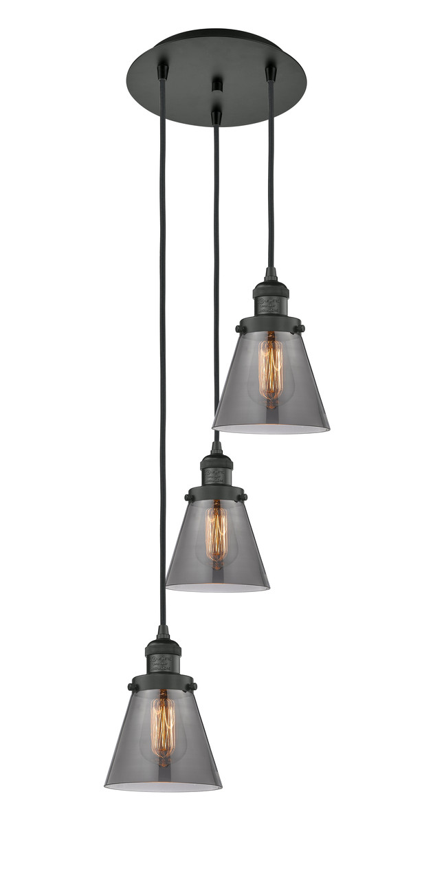 INNOVATIONS 113F-3P-BK-G63 Cone 3 Light Multi-Pendant part of the Franklin Restoration Collection Matte Black
