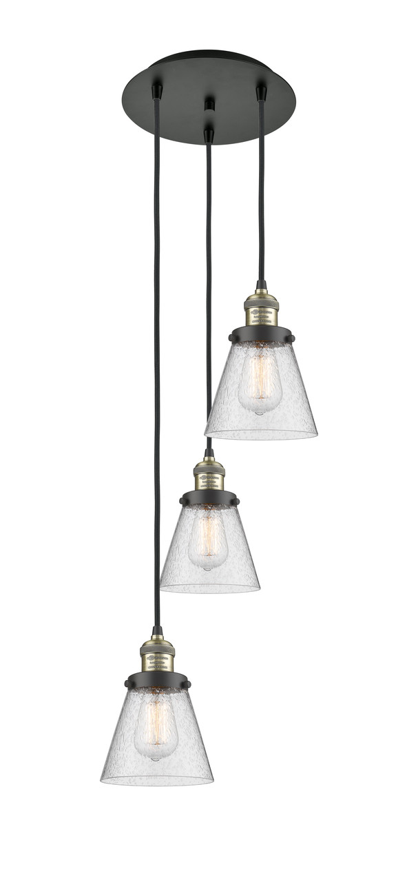 INNOVATIONS 113F-3P-BAB-G64 Cone 3 Light Multi-Pendant part of the Franklin Restoration Collection Black Antique Brass