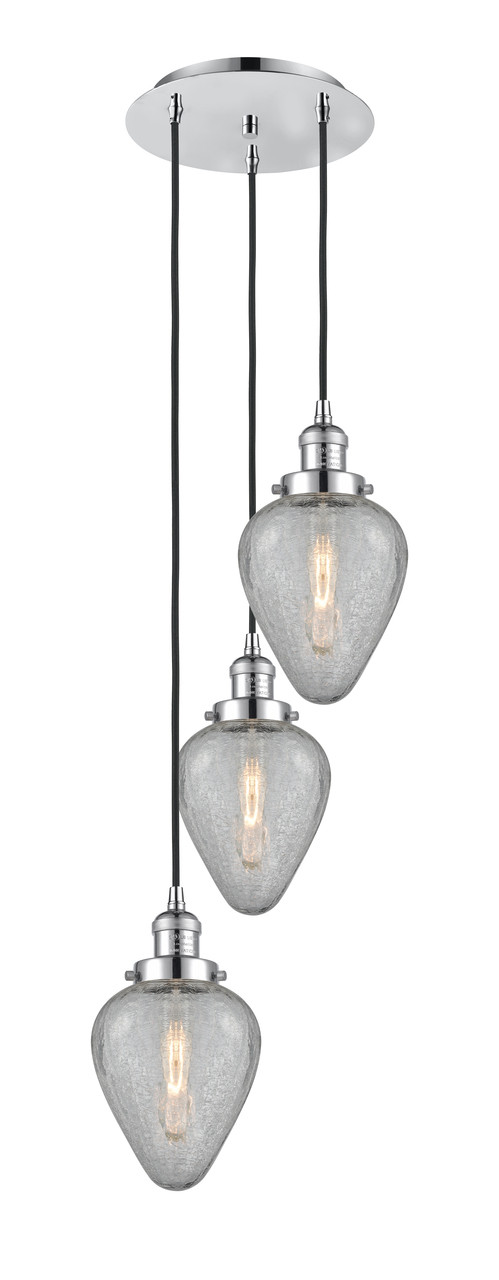 INNOVATIONS 113F-3P-PC-G165 Geneseo 3 Light Multi-Pendant part of the Franklin Restoration Collection Polished Chrome