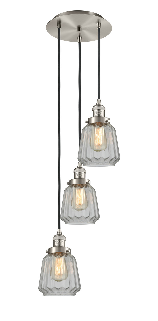 INNOVATIONS 113F-3P-SN-G142 Chatham 3 Light Multi-Pendant part of the Franklin Restoration Collection Brushed Satin Nickel