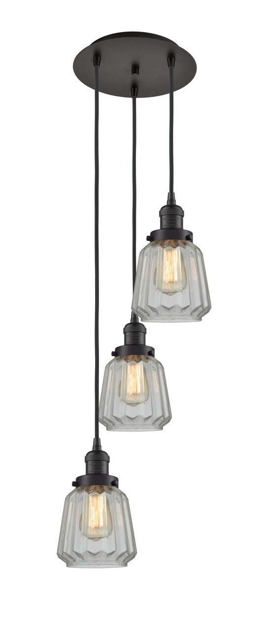 INNOVATIONS 113F-3P-OB-G142 Chatham 3 Light Multi-Pendant part of the Franklin Restoration Collection Oil Rubbed Bronze