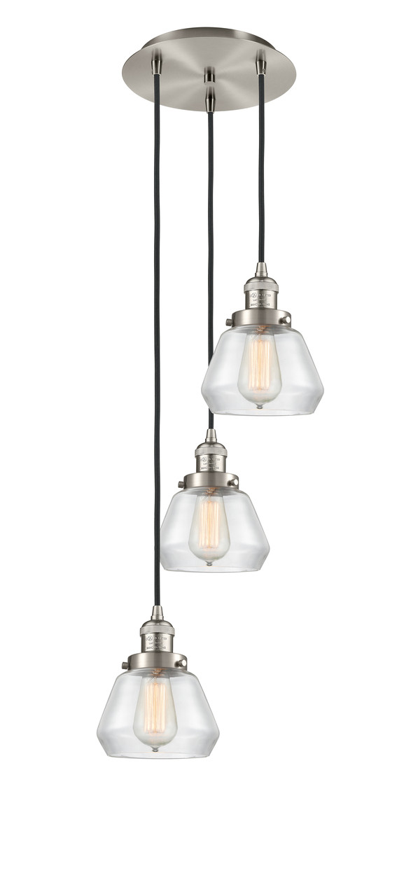INNOVATIONS 113F-3P-SN-G172 Fulton 3 Light Multi-Pendant part of the Franklin Restoration Collection Brushed Satin Nickel