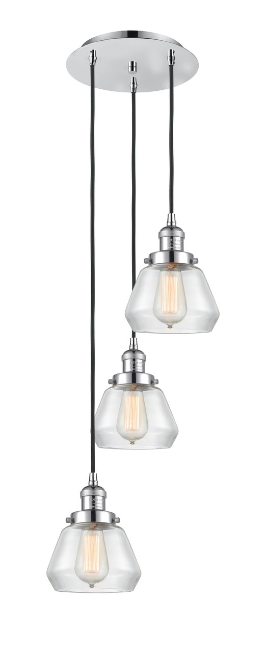 INNOVATIONS 113F-3P-PC-G172 Fulton 3 Light Multi-Pendant part of the Franklin Restoration Collection Polished Chrome