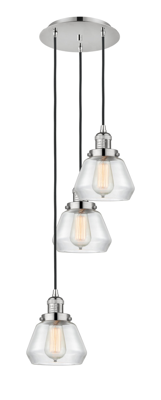 INNOVATIONS 113F-3P-PN-G172 Fulton 3 Light Multi-Pendant part of the Franklin Restoration Collection Polished Nickel