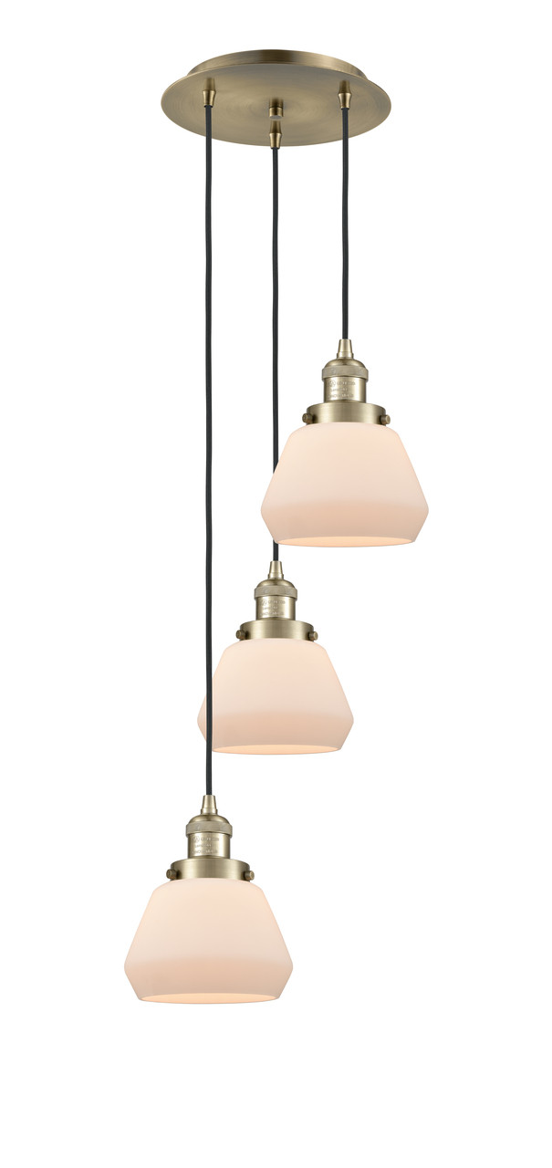 INNOVATIONS 113F-3P-AB-G171 Fulton 3 Light Multi-Pendant part of the Franklin Restoration Collection Antique Brass