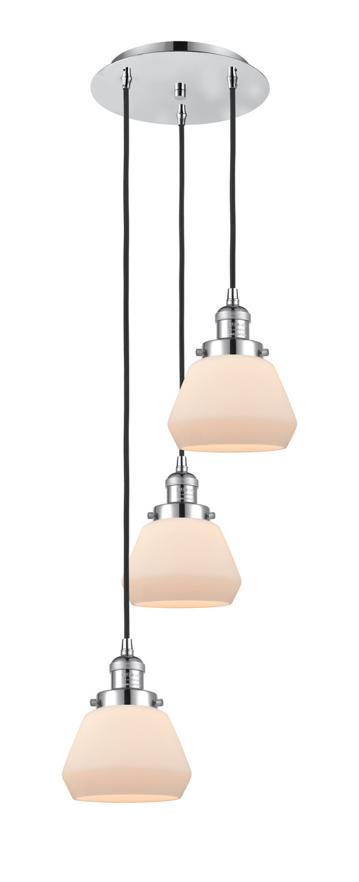 INNOVATIONS 113F-3P-PC-G171 Fulton 3 Light Multi-Pendant part of the Franklin Restoration Collection Polished Chrome