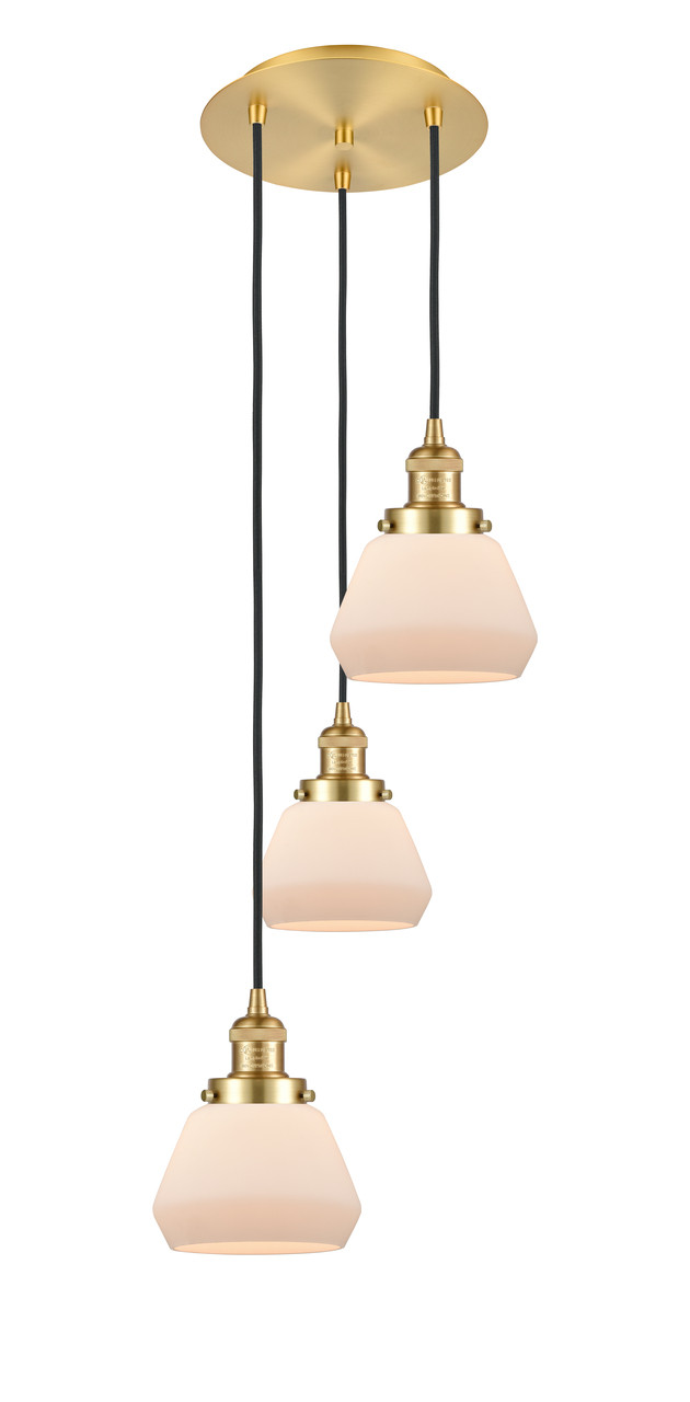 INNOVATIONS 113F-3P-SG-G171 Fulton 3 Light Multi-Pendant part of the Franklin Restoration Collection Satin Gold