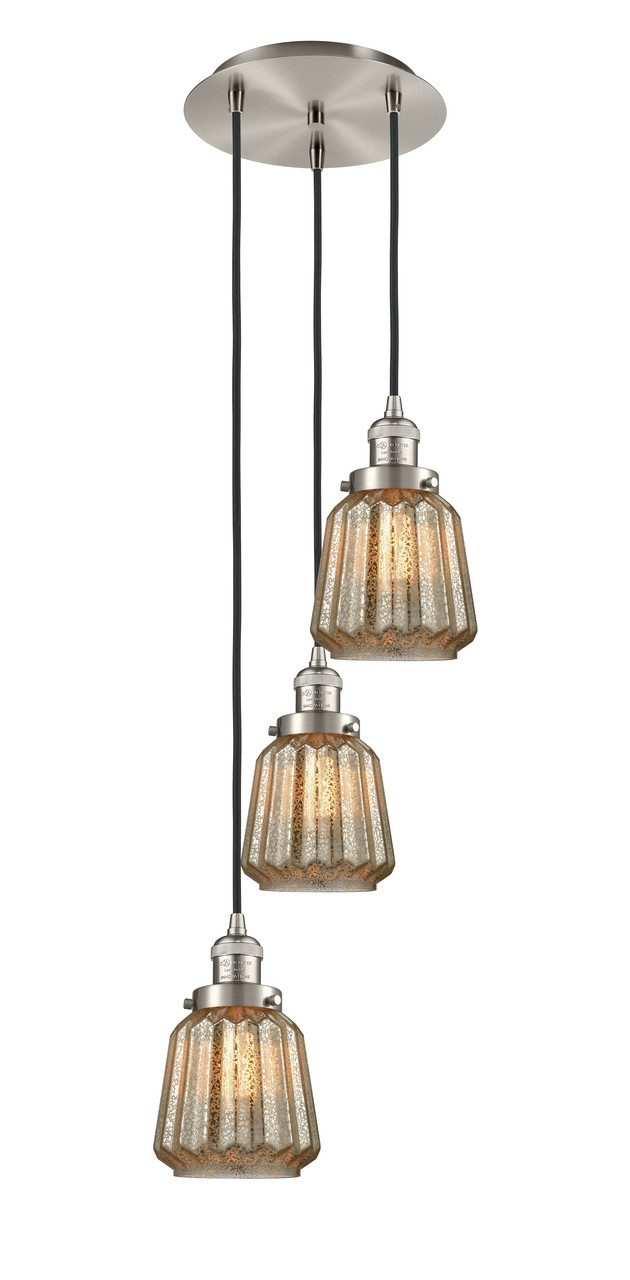 INNOVATIONS 113F-3P-SN-G146 Chatham 3 Light Multi-Pendant part of the Franklin Restoration Collection Brushed Satin Nickel