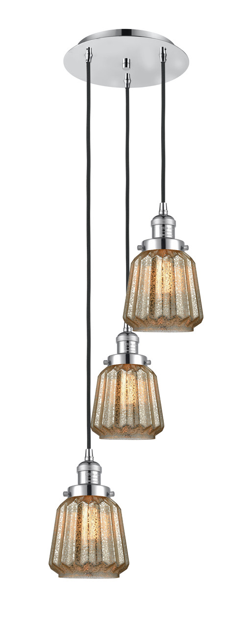 INNOVATIONS 113F-3P-PC-G146 Chatham 3 Light Multi-Pendant part of the Franklin Restoration Collection Polished Chrome