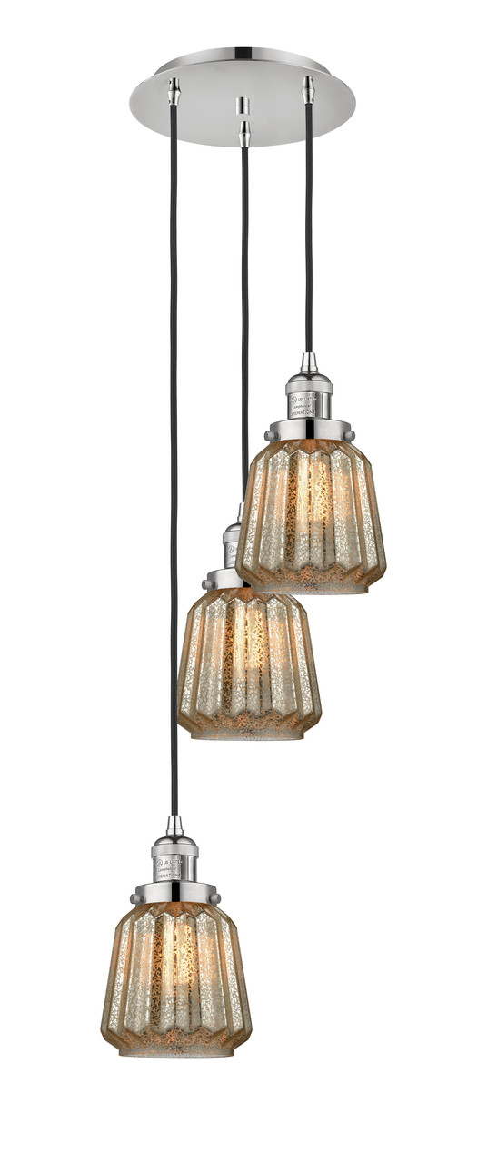 INNOVATIONS 113F-3P-PN-G146 Chatham 3 Light Multi-Pendant part of the Franklin Restoration Collection Polished Nickel