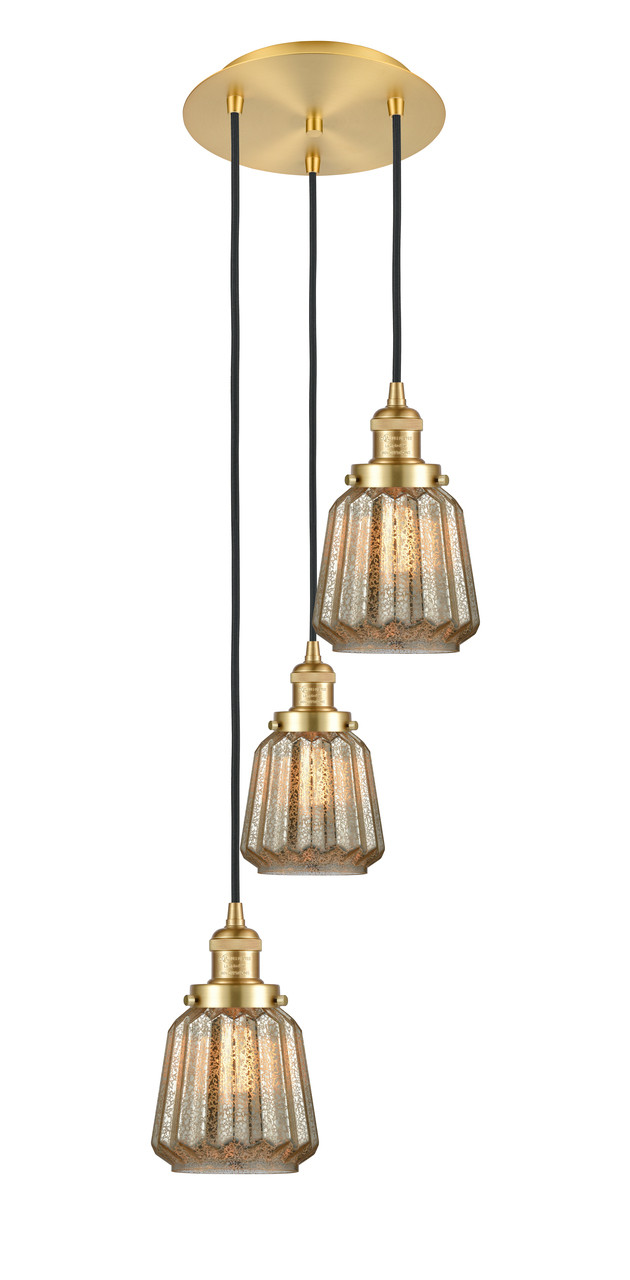 INNOVATIONS 113F-3P-SG-G146 Chatham 3 Light Multi-Pendant part of the Franklin Restoration Collection Satin Gold