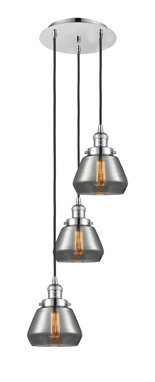 INNOVATIONS 113F-3P-PC-G173 Fulton 3 Light Multi-Pendant part of the Franklin Restoration Collection Polished Chrome