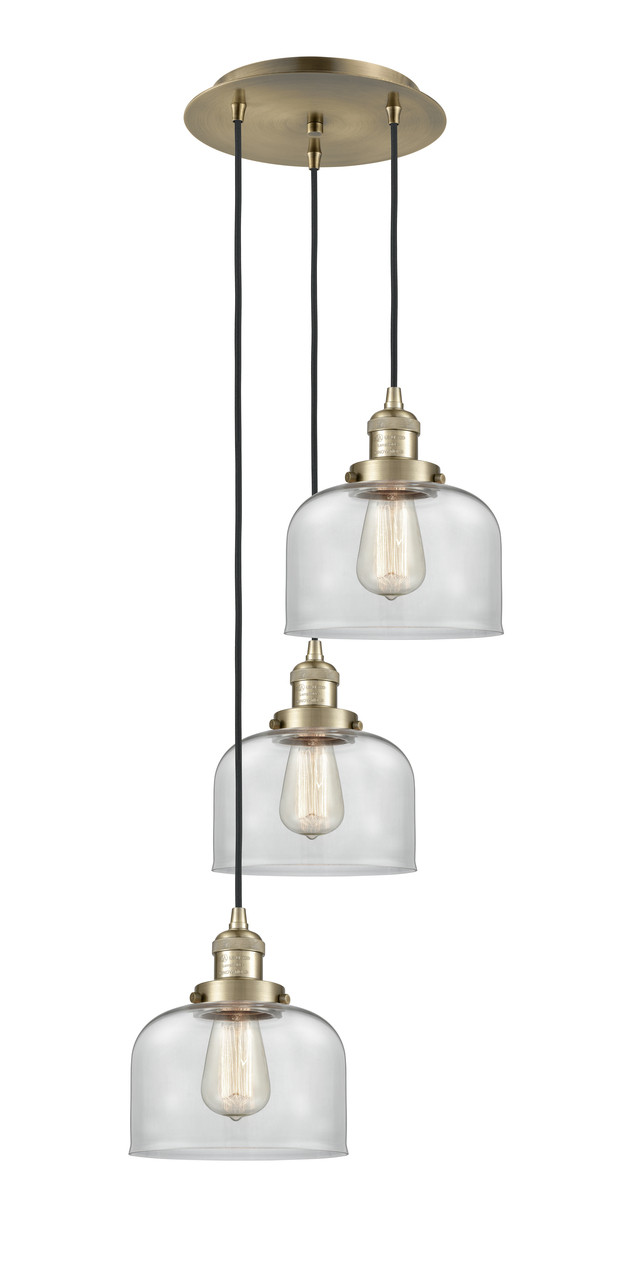 INNOVATIONS 113F-3P-AB-G72 Cone 3 Light Multi-Pendant part of the Franklin Restoration Collection Antique Brass