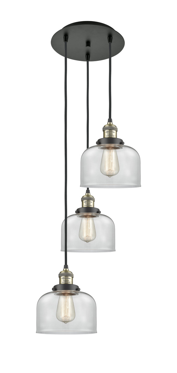 INNOVATIONS 113F-3P-BAB-G72 Cone 3 Light Multi-Pendant part of the Franklin Restoration Collection Black Antique Brass