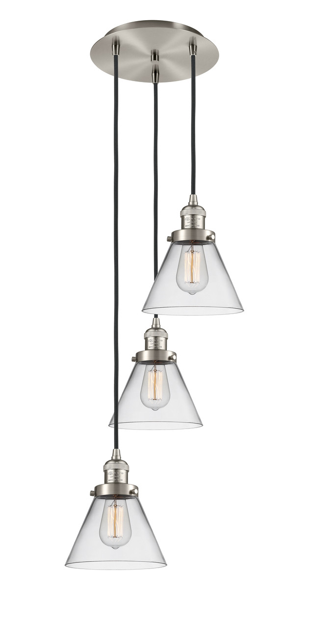 INNOVATIONS 113F-3P-SN-G42 Cone 3 Light Multi-Pendant part of the Franklin Restoration Collection Brushed Satin Nickel