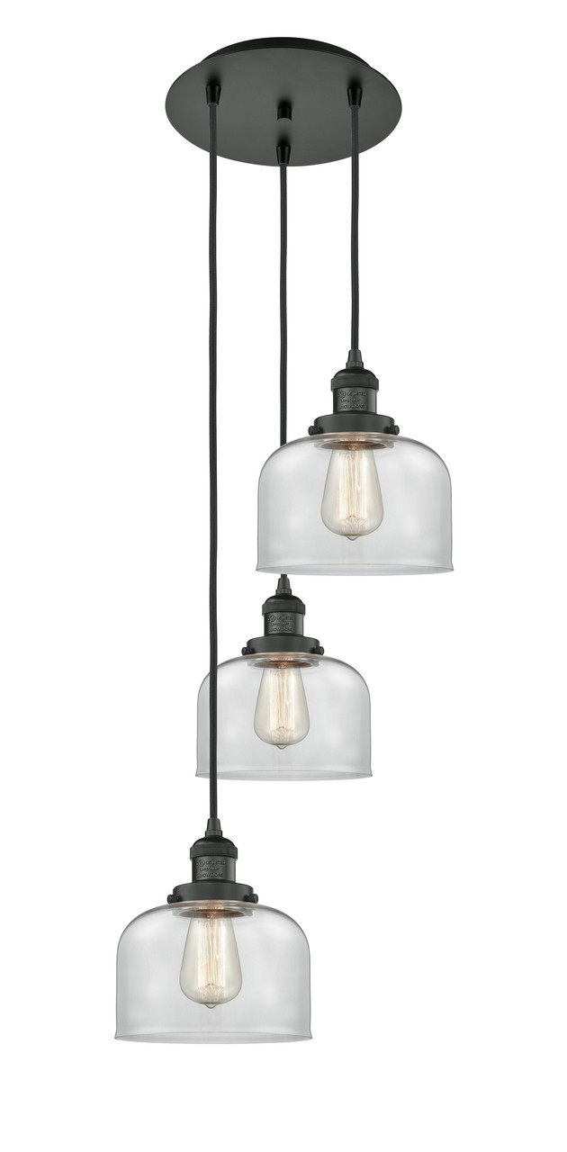 INNOVATIONS 113F-3P-BK-G72 Cone 3 Light Multi-Pendant part of the Franklin Restoration Collection Matte Black