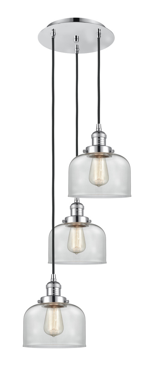 INNOVATIONS 113F-3P-PC-G72 Cone 3 Light Multi-Pendant part of the Franklin Restoration Collection Polished Chrome