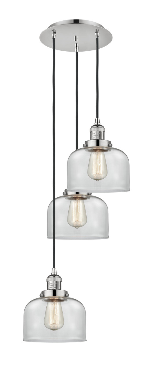 INNOVATIONS 113F-3P-PN-G72 Cone 3 Light Multi-Pendant part of the Franklin Restoration Collection Polished Nickel