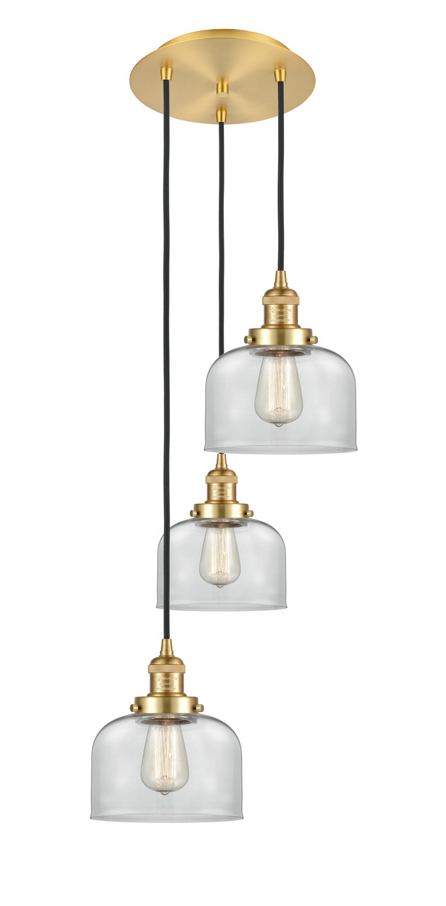 INNOVATIONS 113F-3P-SG-G72 Cone 3 Light Multi-Pendant part of the Franklin Restoration Collection Satin Gold