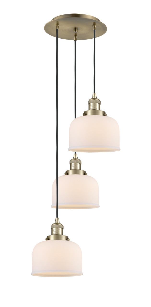 INNOVATIONS 113F-3P-AB-G71 Cone 3 Light Multi-Pendant part of the Franklin Restoration Collection Antique Brass