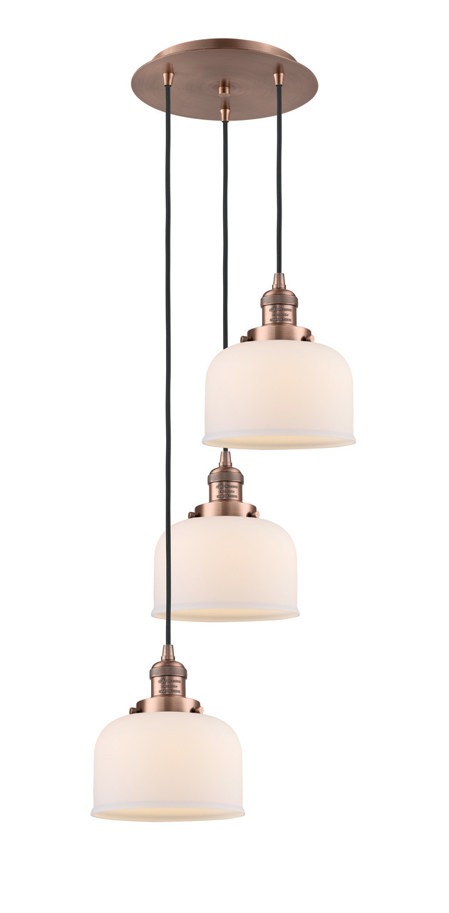 INNOVATIONS 113F-3P-AC-G71 Cone 3 Light Multi-Pendant part of the Franklin Restoration Collection Antique Copper