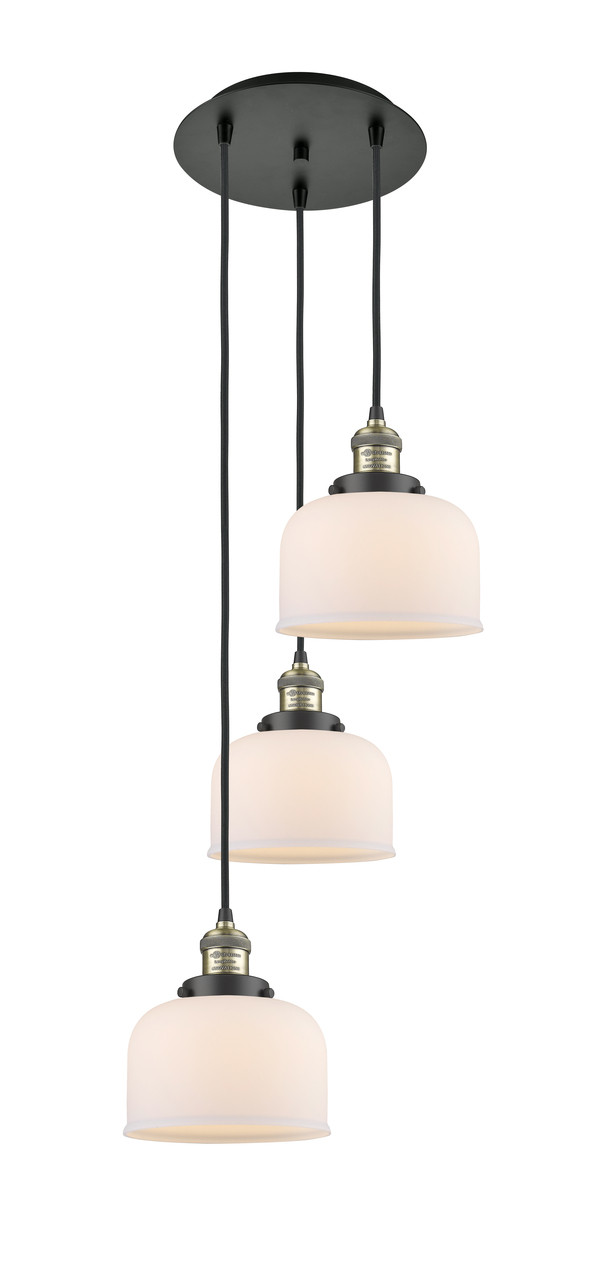 INNOVATIONS 113F-3P-BAB-G71 Cone 3 Light Multi-Pendant part of the Franklin Restoration Collection Black Antique Brass