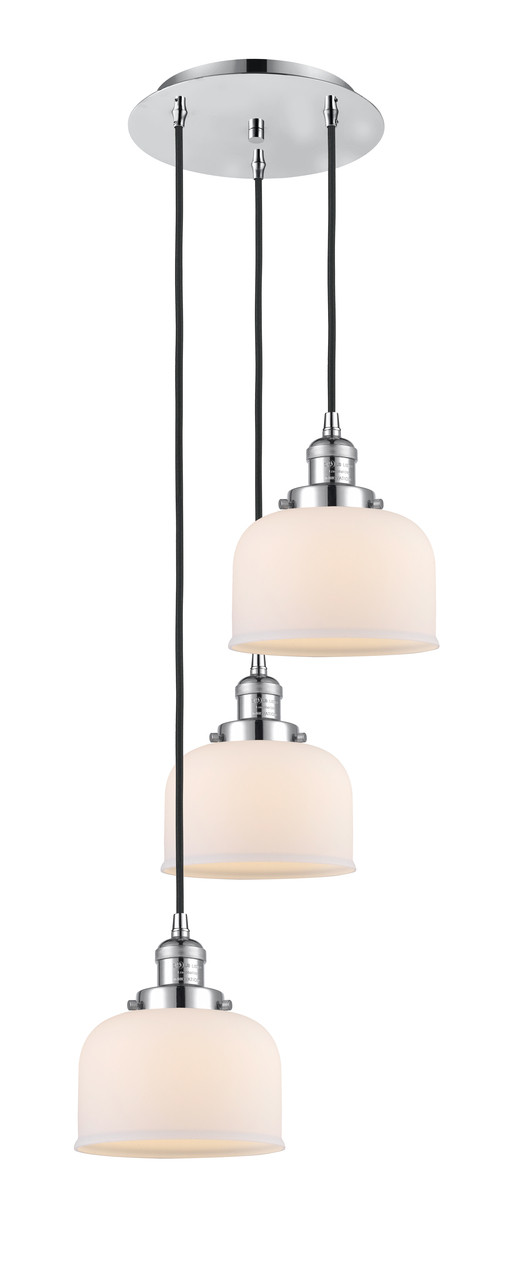 INNOVATIONS 113F-3P-PC-G71 Cone 3 Light Multi-Pendant part of the Franklin Restoration Collection Polished Chrome